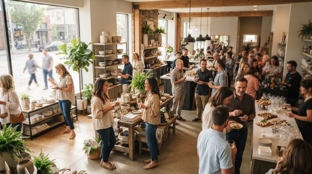 Professional photograph of a busy local business event or op